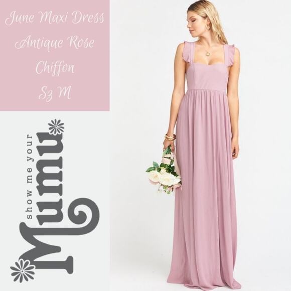 Show Me Your MuMu Dresses & Skirts - Show Me Your Mumu June Maxi Dress in Antique Rose Chiffon Sz XL
